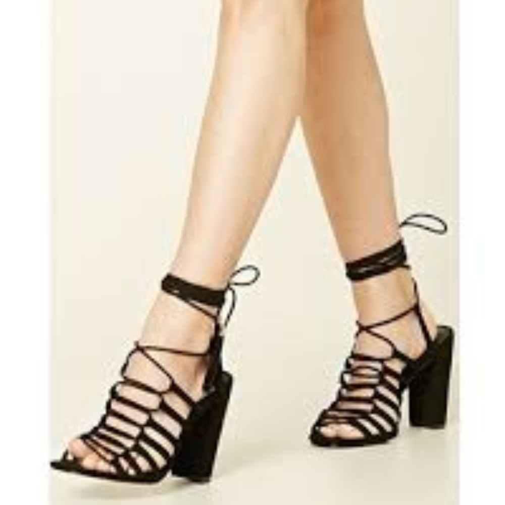 Black Lace-Up Heels